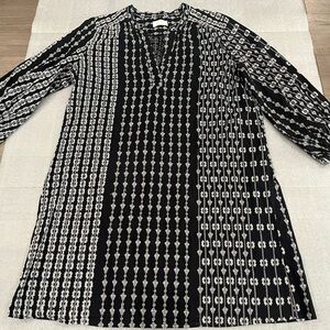 [S]Lou & Grey Black and White Embroidered Boho Tunic Blouse